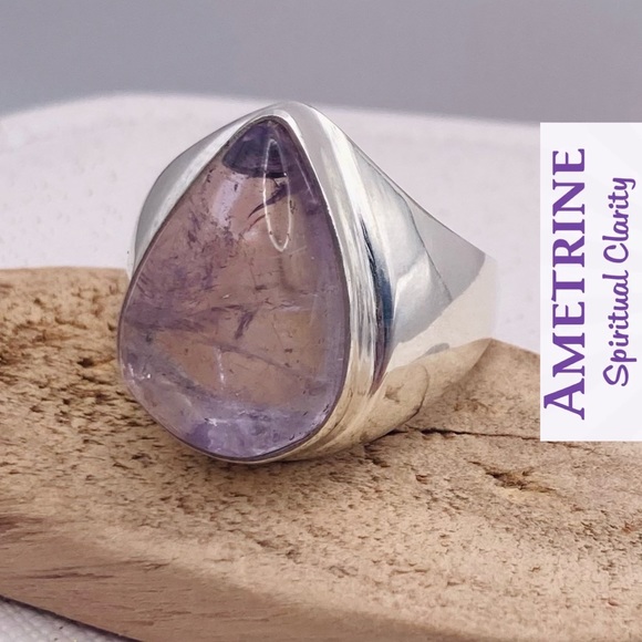 Natural Ametrine Quartz Gemstone Handmade Ring - Picture 2 of 8